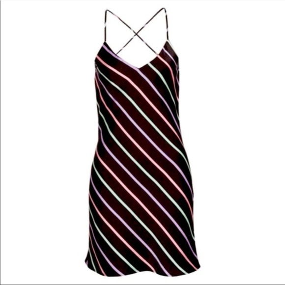 Wayf Dresses & Skirts - WAYF Black and Multicolor Stripes Spaghetti Strap Dress size small